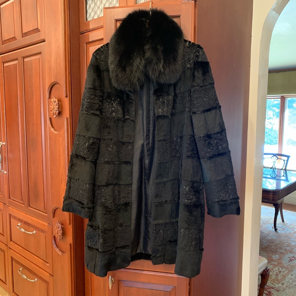 Laser cut sheared rex with fox collar